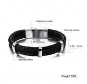 Кожаный браслет мужской Everiot BC-XP-0170 cо стальными элементами