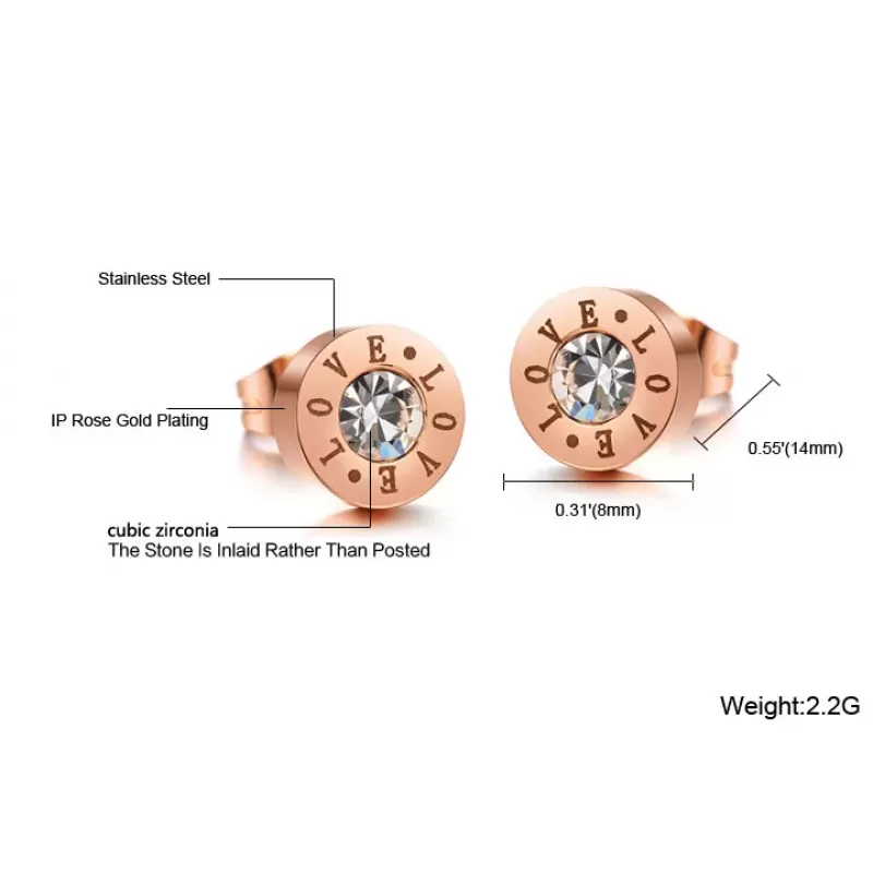 Серьги-гвоздики Everiot SE-XP-0042 с надписью Love
