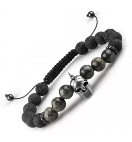 Мужской браслет Шамбала из лабрадорита и лавы с шлемом легионера Everiot Select select LNS-2131