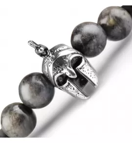 Мужской браслет Шамбала из лабрадорита и лавы с шлемом легионера Everiot Select select LNS-2131