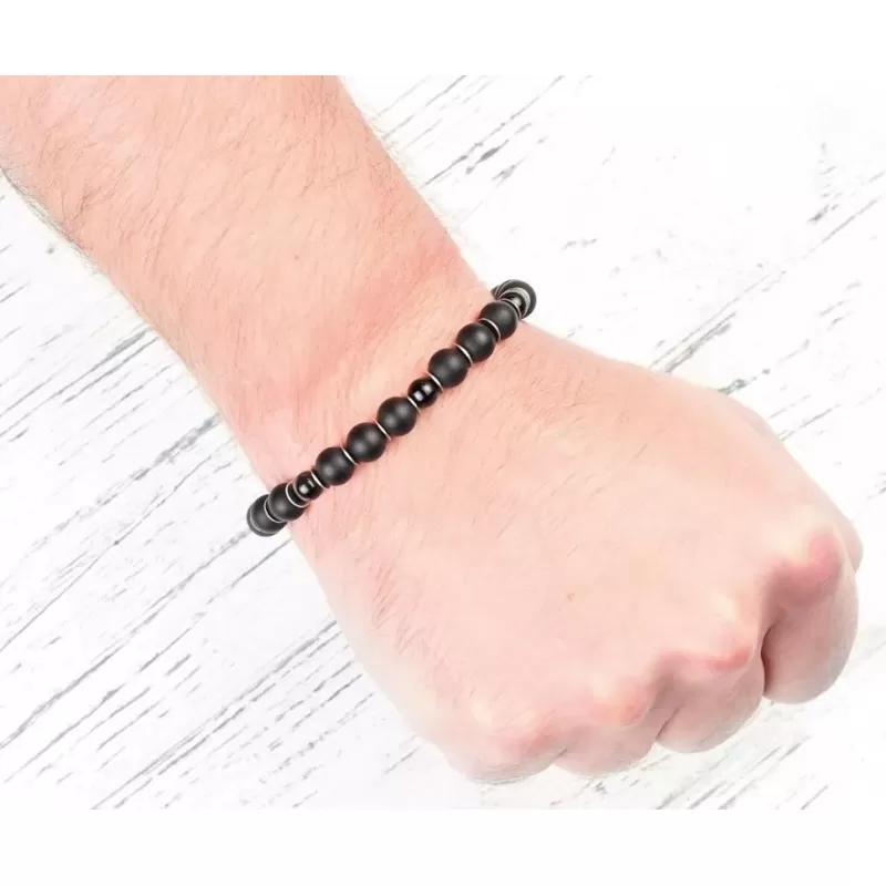 Браслет из черного агата Everiot Select LNS-2228 на резинке