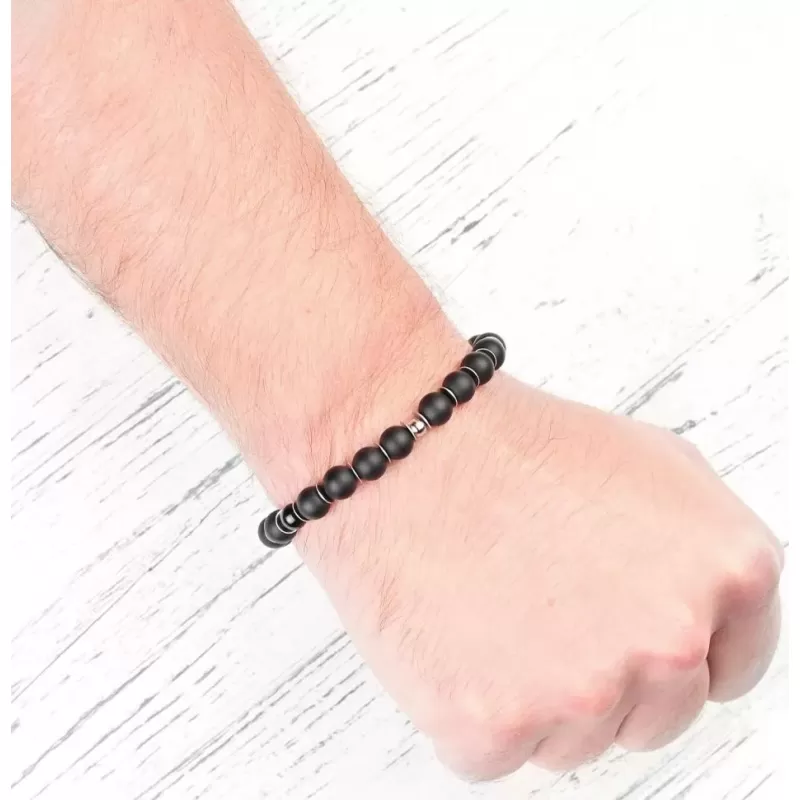 Браслет из черного агата Everiot Select LNS-2228 на резинке