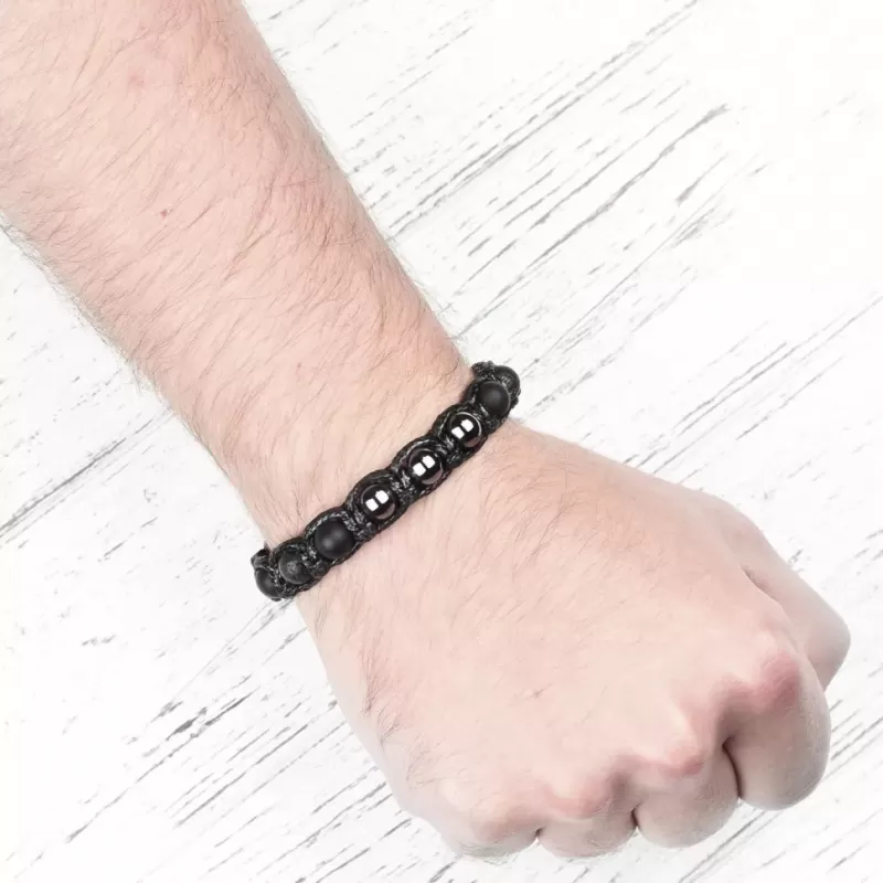 Мужской браслет Шамбала Everiot Select LNS-3046 из агата, лавы (базальта), гематита