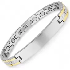 Магнитный браслет мужской Magnetana KBM-220819 c пластиной под гравировку из нержавеющей стали