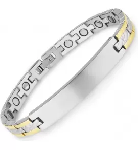 Магнитный браслет мужской Magnetana KBM-220819 c пластиной под гравировку из нержавеющей стали