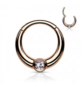 Кольцо кликер из стали с фианитом PiercedFish RH94-RD серьга для пирсинга септума носа, трагуса, хряща уха, хеликса, брови, губ 1 2