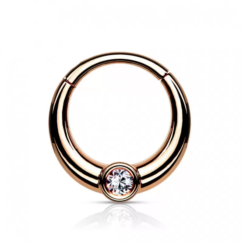 Кольцо кликер из стали с фианитом PiercedFish RH94-RD серьга для пирсинга септума носа, трагуса, хряща уха, хеликса, брови, губ 1 2