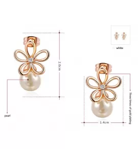 Серьги ROZI RR-42185B в форме цветка с жемчужиной