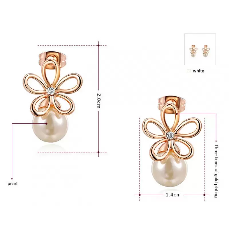 Серьги ROZI RR-42185B в форме цветка с жемчужиной