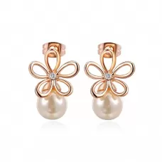 Серьги ROZI RR-42185B в форме цветка с жемчужиной