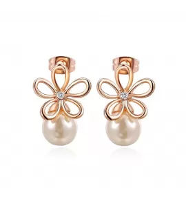 Серьги ROZI RR-42185B в форме цветка с жемчужиной