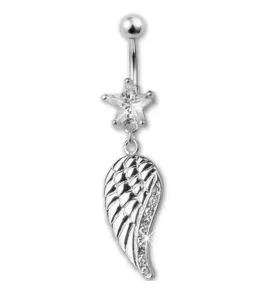 Серьга для пирсинга пупка с подвеской "Крыло" Everiot AAB-127TBPN из медицинской стали