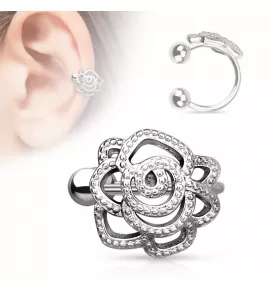 Серьга клипса на хеликс (кафф, обманка) в форме розы TATIC EC14741 имитация пирсинга хряща уха