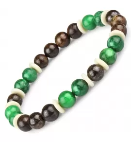 Браслет из кварца, бронзита и кости на резинке Everiot Select LNS-2216