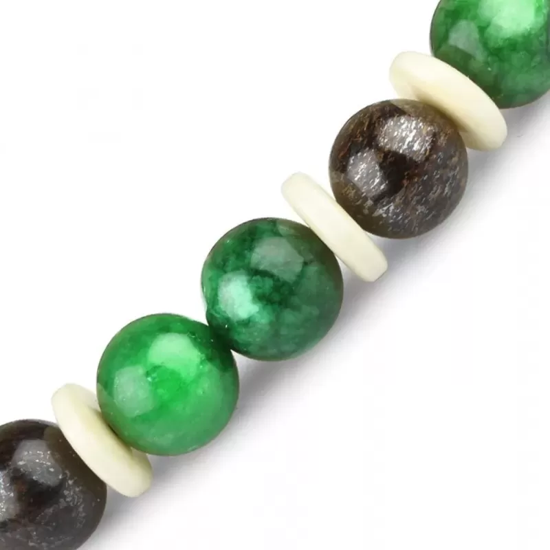 Браслет из кварца, бронзита и кости на резинке Everiot Select LNS-2216