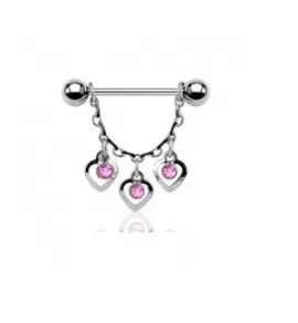 Штанга для пирсинга сосков со съемной цепочкой PiercedFish KQ-644 из стали