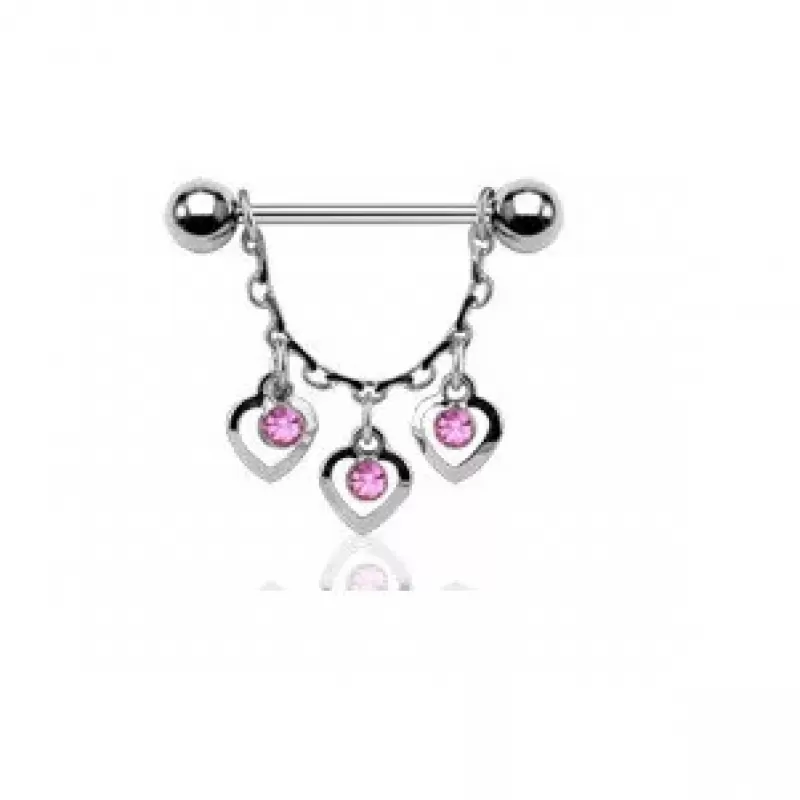 Штанга для пирсинга сосков со съемной цепочкой PiercedFish KQ-644 из стали