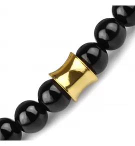 Браслет из черного агата с мантрами Everiot Select LNS-2230 на резинке