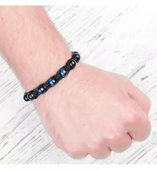 Плетеный браслет Шамбала с камнем тигровый глаз Everiot Select LNS-2085