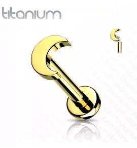 Титановая серьга лабрет с полумесяцем Pirslab TIL12-GD для пирсинга хеликса, трагуса, губ