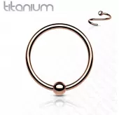 Серьга кольцо из титана с несъемным шариком Pirslab T23RF1-RD для септума, трагуса и хеликса, брови, губ, пирсинга смайл (диаметр от 8 мм до 10 мм)