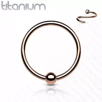 Серьга кольцо из титана с несъемным шариком Pirslab T23RF1-RD для септума, трагуса и хеликса, брови, губ, пирсинга смайл (диаметр от 8 мм до 10 мм)