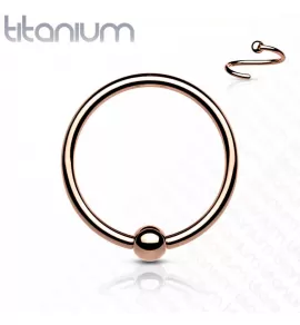 Серьга кольцо из титана с несъемным шариком Pirslab T23RF1-RD для септума, трагуса и хеликса, брови, губ, пирсинга смайл (диаметр от 8 мм до 10 мм)