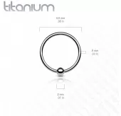 Серьга кольцо из титана с несъемным шариком Pirslab T23RF1-RD для септума, трагуса и хеликса, брови, губ, пирсинга смайл (диаметр от 8 мм до 10 мм)