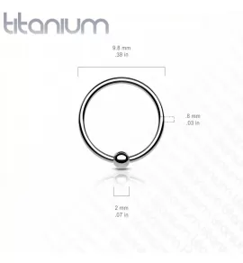 Серьга кольцо из титана с несъемным шариком Pirslab T23RF1-RD для септума, трагуса и хеликса, брови, губ, пирсинга смайл (диаметр от 8 мм до 10 мм)