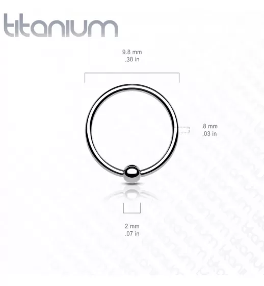 Серьга кольцо из титана с несъемным шариком Pirslab T23RF1-RD для септума, трагуса и хеликса, брови, губ, пирсинга смайл (диаметр от 8 мм до 10 мм)