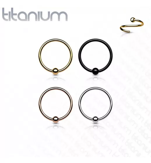 Серьга кольцо из титана с несъемным шариком Pirslab T23RF1-RD для септума, трагуса и хеликса, брови, губ, пирсинга смайл (диаметр от 8 мм до 10 мм)