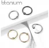 Серьга кольцо из титана с несъемным шариком Pirslab T23RF1-RD для септума, трагуса и хеликса, брови, губ, пирсинга смайл (диаметр от 8 мм до 10 мм)