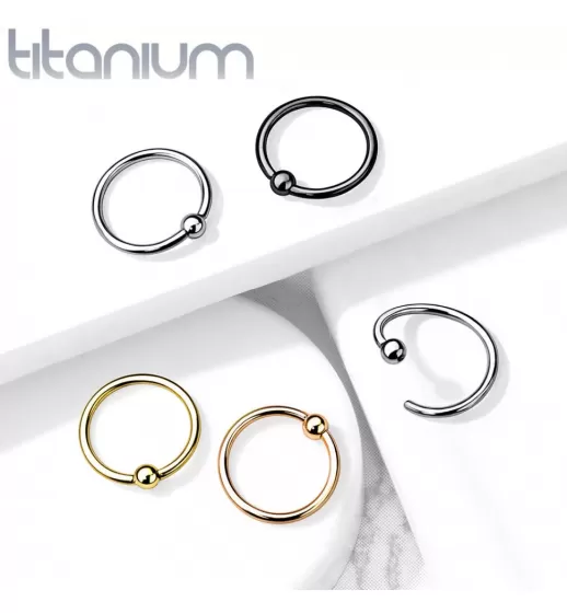 Серьга кольцо из титана с несъемным шариком Pirslab T23RF1-RD для септума, трагуса и хеликса, брови, губ, пирсинга смайл (диаметр от 8 мм до 10 мм)