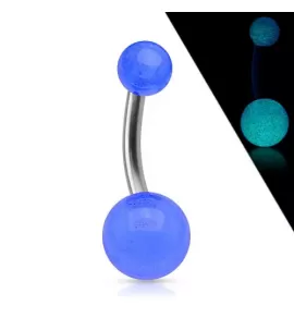 Титановая серьга банан для пупка Pirslab T23NG-B светящийся в темноте