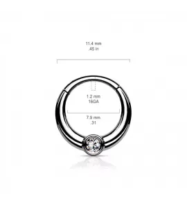 Кольцо кликер из стали с фианитом PiercedFish RH94-GD серьга для пирсинга септума носа, трагуса, хряща уха, хеликса, брови, губ 2