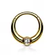 Кольцо кликер из стали с фианитом PiercedFish RH94-GD серьга для пирсинга септума носа, трагуса, хряща уха, хеликса, брови, губ 2