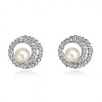 Серьги ROZI RR-43265A с жемчужиной и фианитами