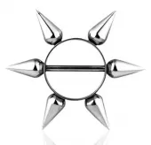 Украшение для пирсинга сосков со штангой и шипами PiercedFish KQ-998