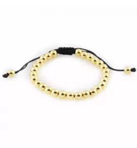 Женский браслет Шамбала Everiot SHB-MJ-1712 из круглых бусин золотистого цвета