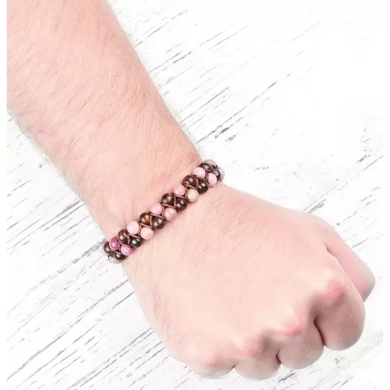 Браслет Шамбала Everiot Select LNS-2236 из бронзита и родохрозита