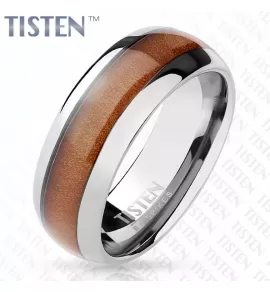 Мужское кольцо Tisten из титан-вольфрама (тистена) R-TS-023 со вставкой под дерево