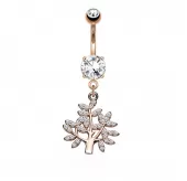 Серьга для пирсинга пупка PiercedFish N18296 из стали с подвеской в форме дерева