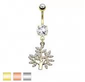 Серьга для пирсинга пупка PiercedFish N18296 из стали с подвеской в форме дерева