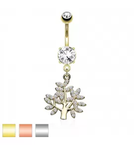 Серьга для пирсинга пупка PiercedFish N18296 из стали с подвеской в форме дерева