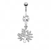Серьга для пирсинга пупка PiercedFish N18296 из стали с подвеской в форме дерева