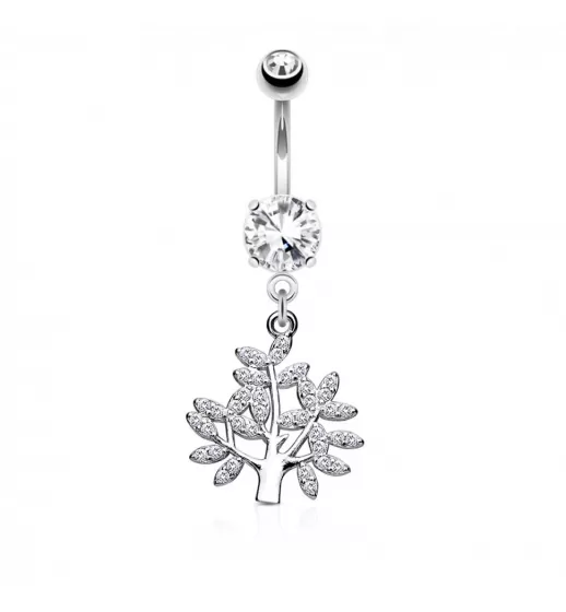 Серьга для пирсинга пупка PiercedFish N18296 из стали с подвеской в форме дерева