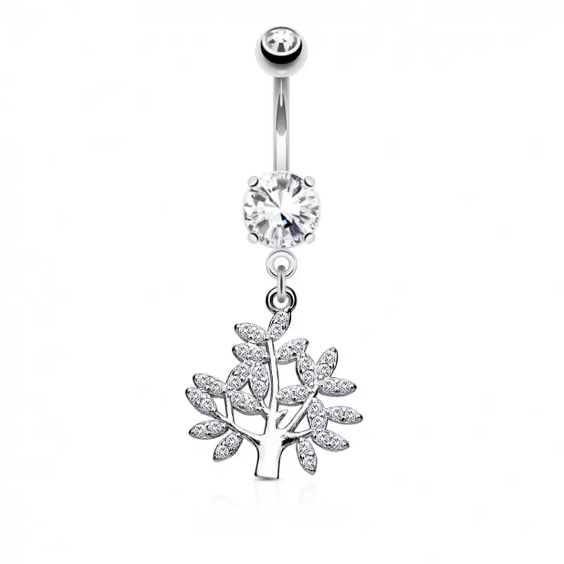 Серьга для пирсинга пупка PiercedFish N18296 из стали с подвеской в форме дерева