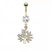 Серьга для пирсинга пупка PiercedFish N18296 из стали с подвеской в форме дерева