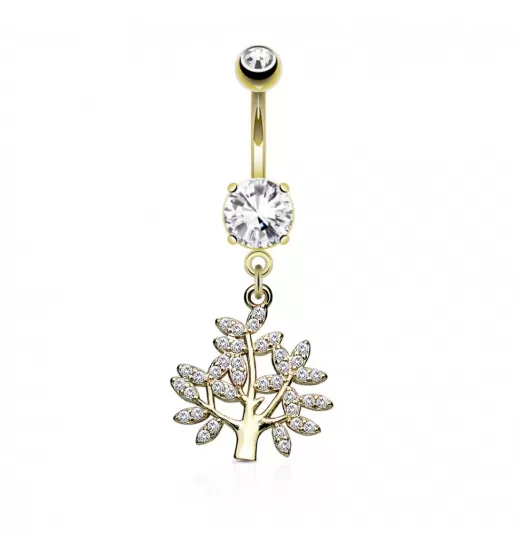 Серьга для пирсинга пупка PiercedFish N18296 из стали с подвеской в форме дерева