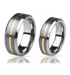 Кольцо из карбида вольфрама INFY R-TG-0110 с золотистой полосой